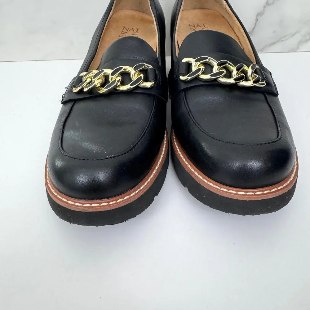Naturalizer Womens Desi Loafer Shoe Size 9.5 Cushioned Leather Lug Black